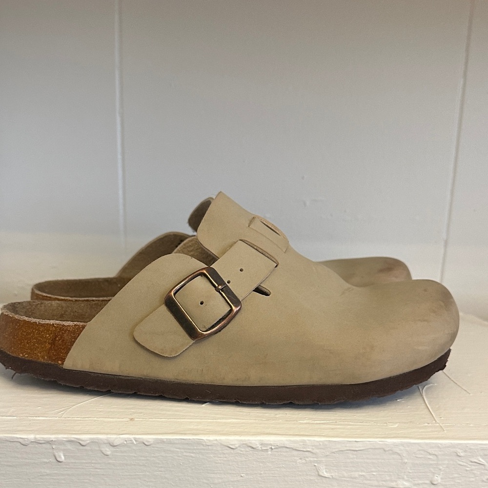 Classic Beige Mules with Brown Sole